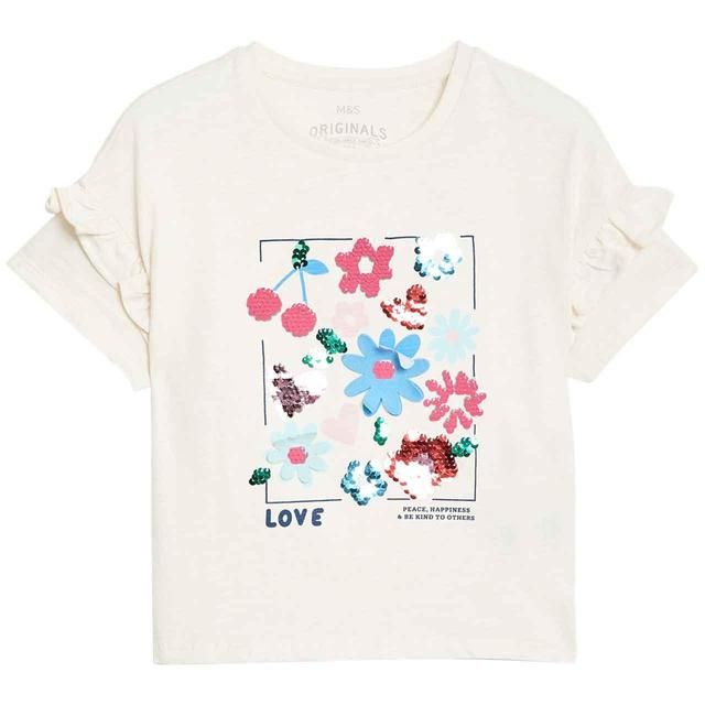 M&amp;amp;S Cotton Garden Tops 2-7 Years Ivory