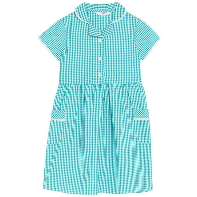 M&amp;amp;S Cotton Gingham School Dresses 3-10 Years Green
