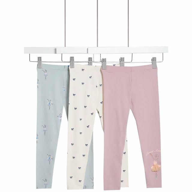 M&amp;amp;S Cotton Rich Ballet Leggings 3 Pack 2-7 Years