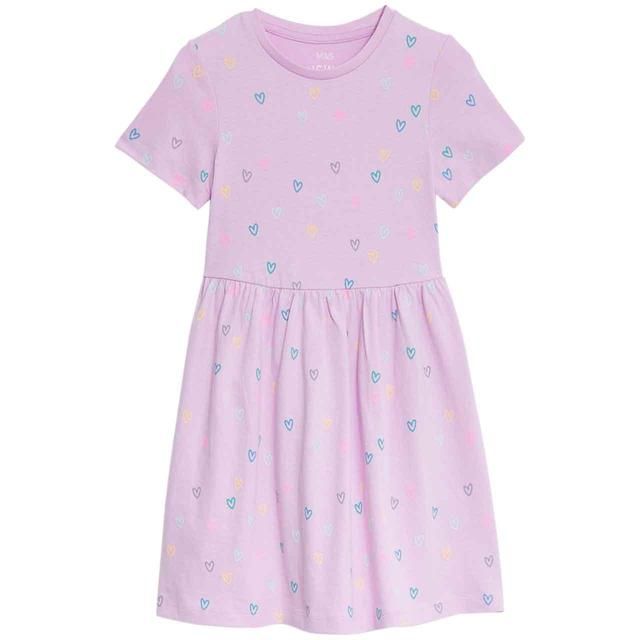 M&amp;amp;S Cotton Rich Dress 2-7 Years Pink