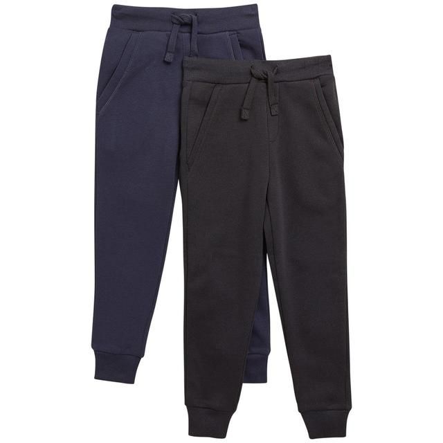 M&amp;amp;S Cotton Rich Joggers 2 Pack 2-7 Years Navy