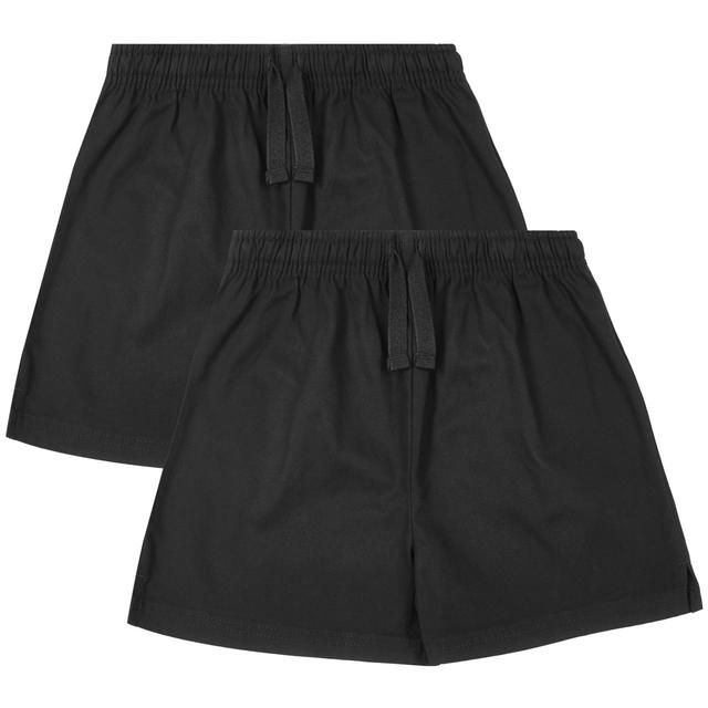 M&amp;amp;S Cotton Shorts 2 Pack 4-10 Years Black