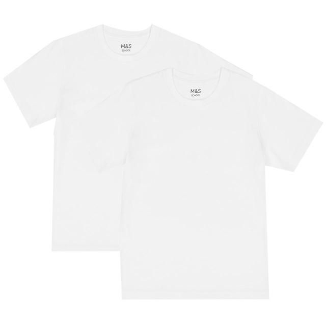 M&amp;amp;S Cotton T-Shirts 2 Pack 4-14 Years White
