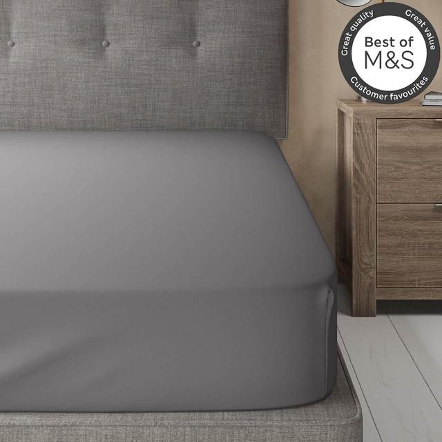 M&amp;amp;S Egyptian Cotton 230 Thread Count Fitted Sheet Slate