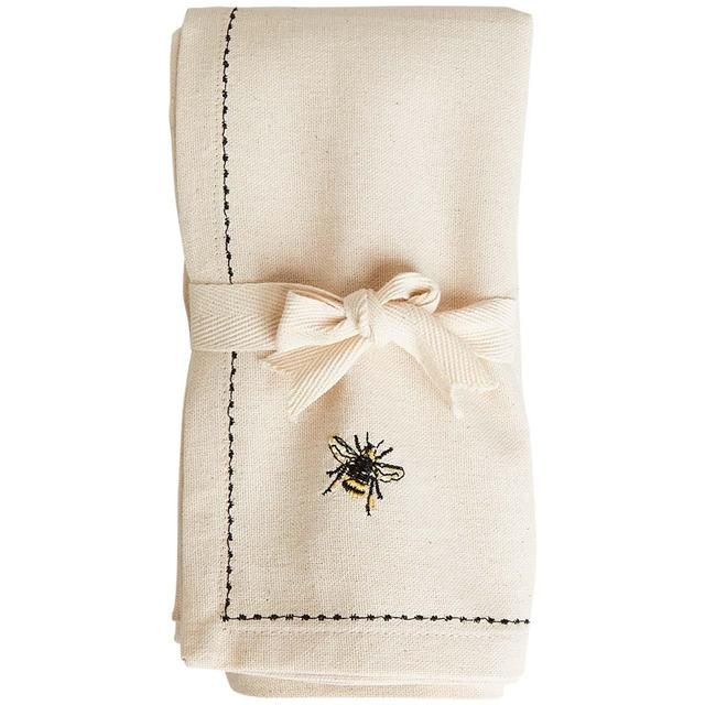 M&amp;amp;S Embroidered Bee Cotton Napkins   4 per pack