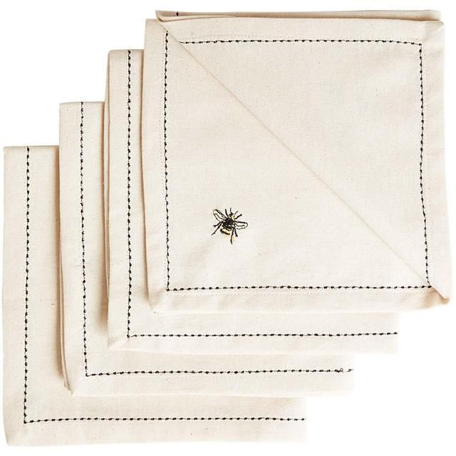 M&amp;amp;S Embroidered Bee Cotton Napkins   4 per pack