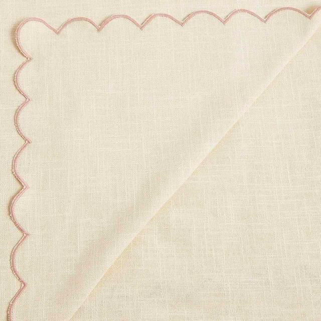 M&amp;amp;S Embroidered Edge Scallop Table Cloth Natural