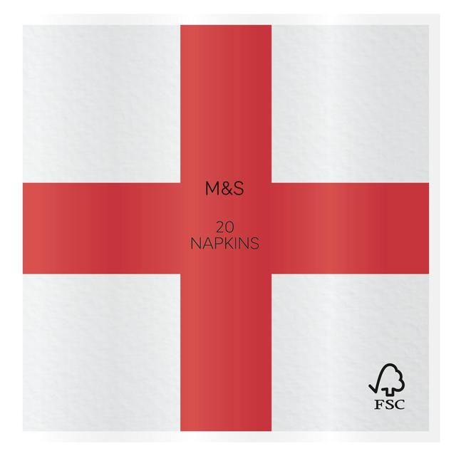 M&amp;amp;S England Flag Napkins   20 per pack
