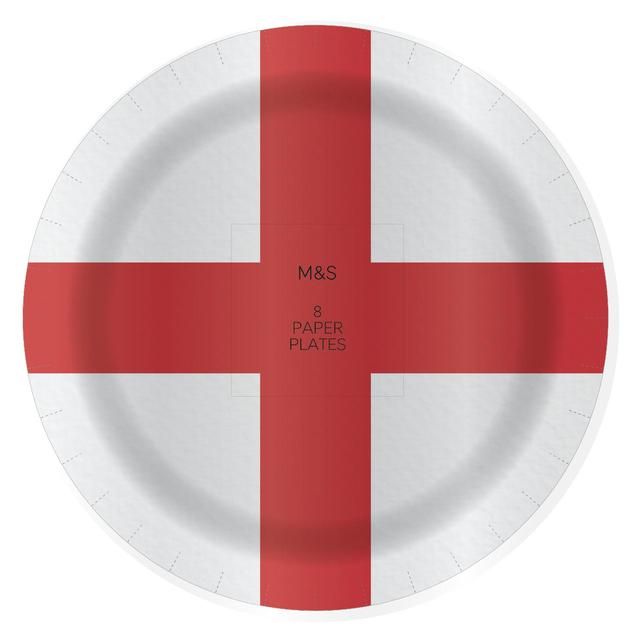 M&amp;amp;S England Flag Plates   8 per pack
