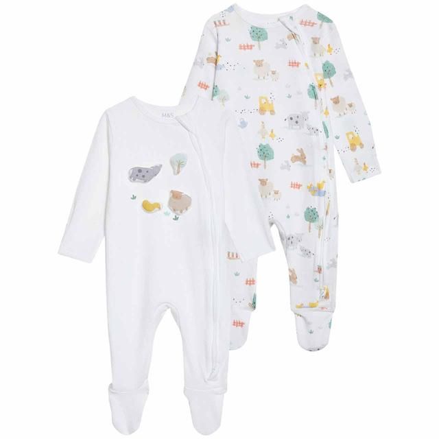 M&amp;amp;S Farmyard Sleepsuits Newborn - 3 Years