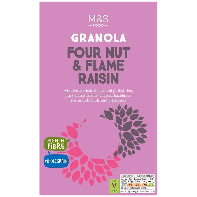 M&amp;amp;S Four Nut &amp;amp; Flame Raisin Granola   500g