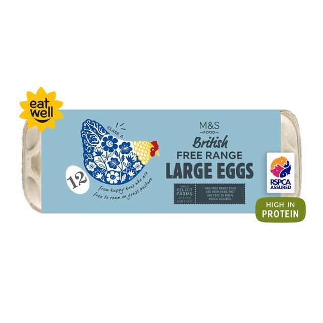 M&amp;amp;S Free Range Large Eggs   12 per pack