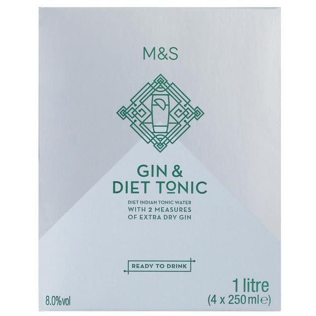 M&amp;amp;S Gin &amp;amp; Diet Tonic   4 x 250ml