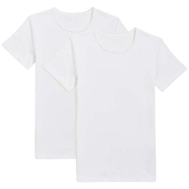 M&amp;amp;S Girls 2 Pack Thermal Cotton Blend Vests 2-12 Years White