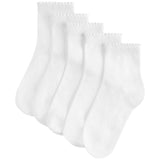 M&amp;amp;S Girls 5 pack of Short Picot Socks 4-3 White