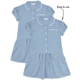 M&amp;amp;S Girls Cotton Gingham School Dresses '5-6 Years Mid Blue   2 per pack