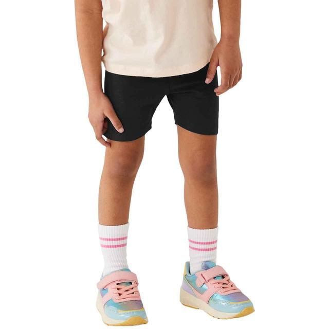 M&amp;amp;S Girls Cotton Rich Plain Shorts 3 Pack 2-7 Years Black