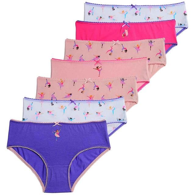 M&amp;amp;S Girls Cotton with Stretch Ballerina Knickers 2-12 Years 7 Pack