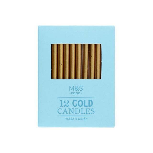 M&amp;amp;S Gold Birthday Candles   12 per pack