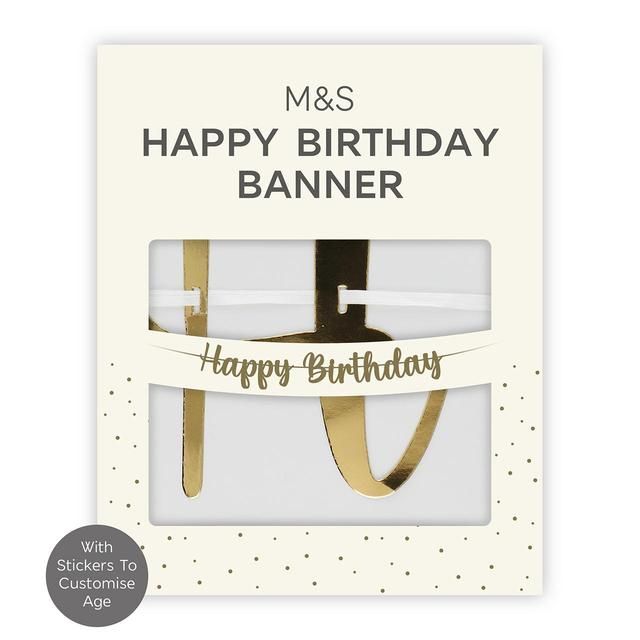 M&amp;amp;S Gold Happy Birthday Banner With Numbers