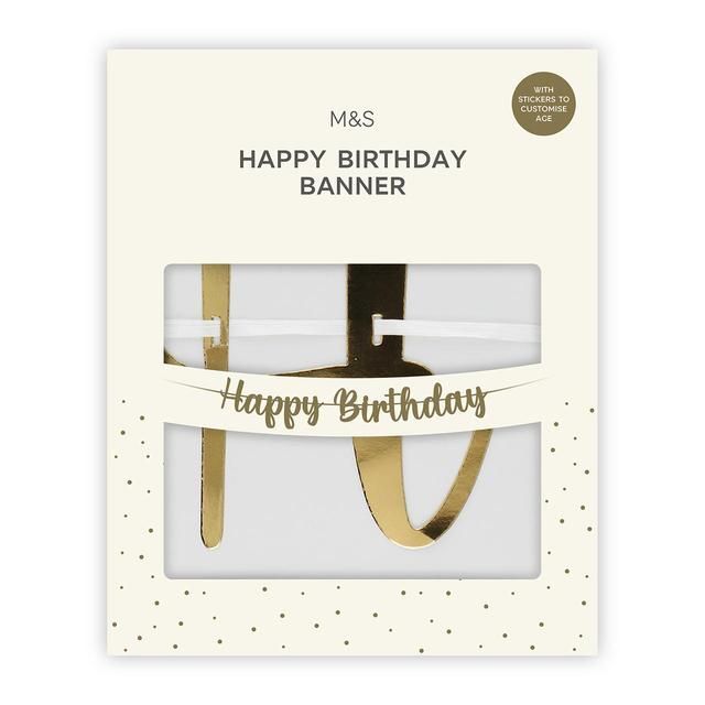 M&amp;amp;S Gold Happy Birthday Banner With Numbers