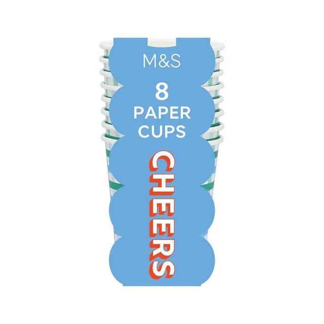 M&amp;amp;S Green Paper Party Cups   8 per pack