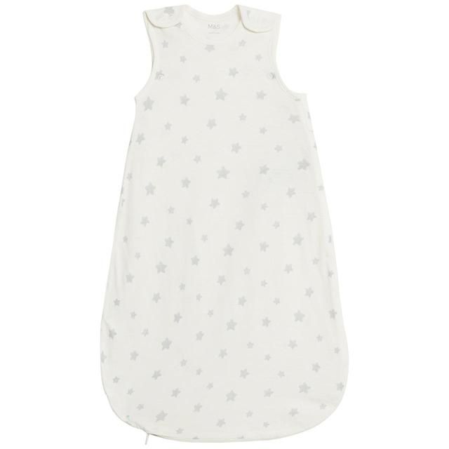 M&amp;amp;S Grey Star Sleeping Bag 0.5Tog 0-6 Months Grey/White