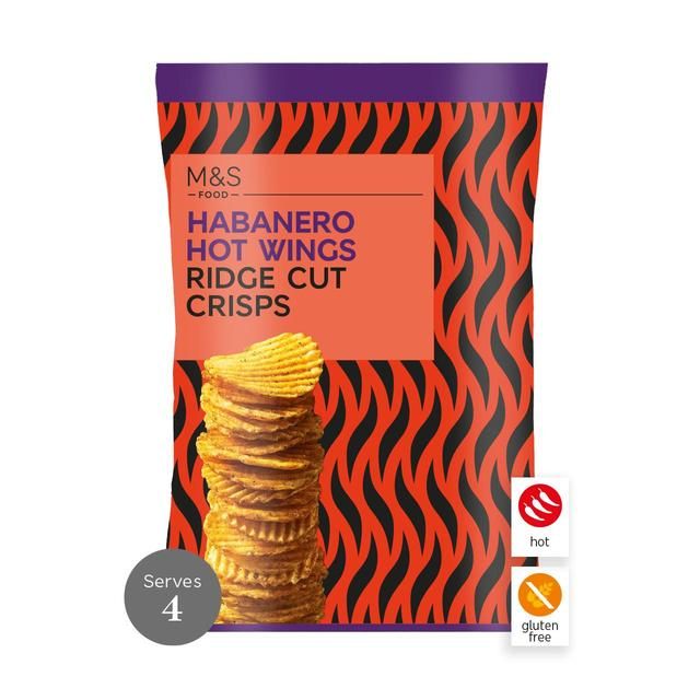 M&amp;amp;S Habanero Hot Wing Ridge Cut Crisps   135g