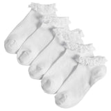 M&amp;amp;S Kids 5 Pack Frill Edge Socks Size 8-7 White