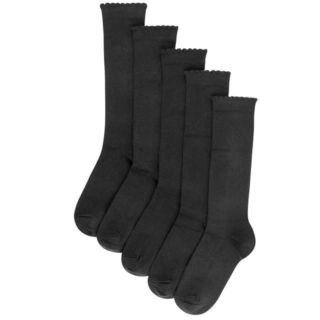 M&amp;amp;S Kids 5pk Knee High Socks Size 8.5-7 Black