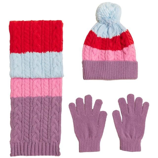 M&amp;amp;S Kids Colour Block Cable Knitted Set 18-36 Multi