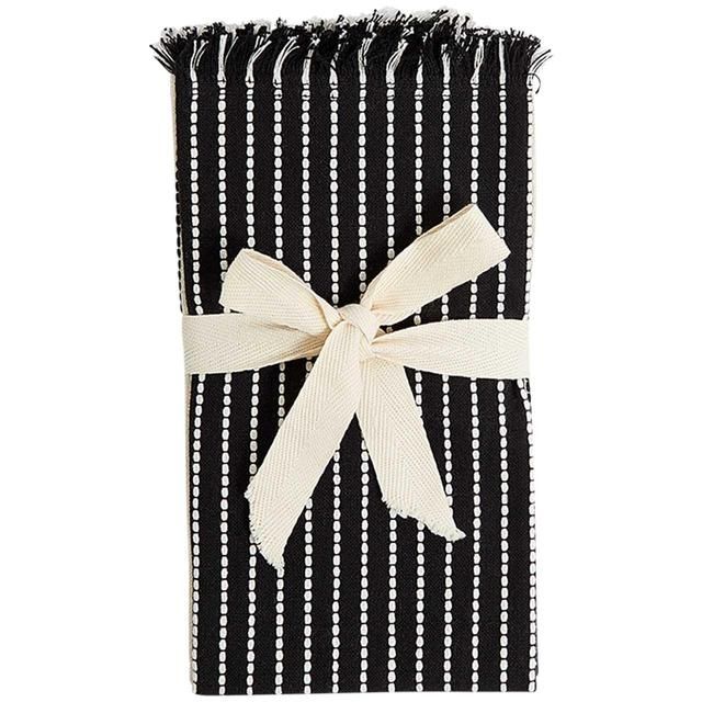 M&amp;amp;S Linear Stitch Napkins Black   4 per pack