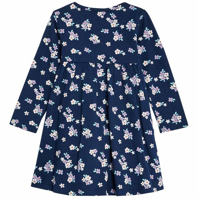 M&amp;amp;S Long Sleeve Floral Print Dress Navy 0-3 Years