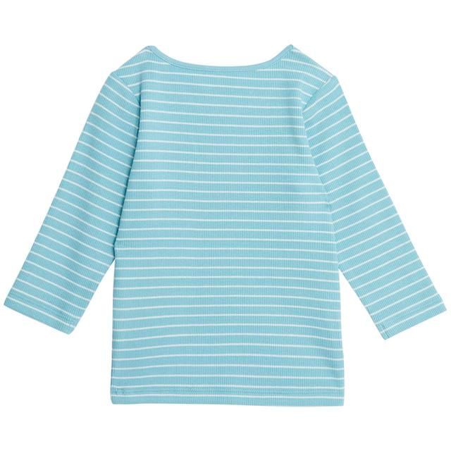 M&amp;amp;S Love Stripe Long Sleeve Tee 0-12 Months Turquoise Mix