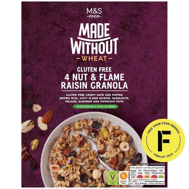 M&amp;amp;S Made Without 4 Nut &amp;amp; Flame Raisin Granola   360g