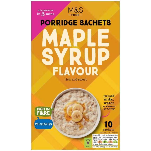 M&amp;amp;S Maple Syrup Flavour Porridge Sachets   10 x 36g