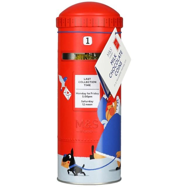 M&amp;amp;S Milk Chocolate Coins in Postbox Tin   120g