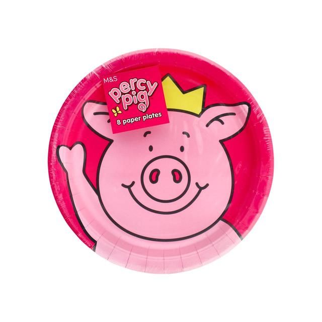 M&amp;amp;S Percy Pig Paper Party Plates   8 per pack