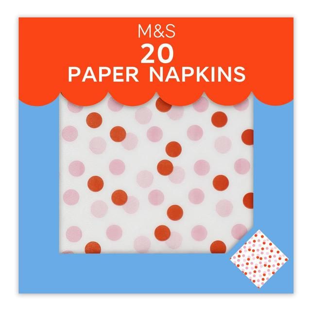 M&amp;amp;S Pink Spotty Paper Napkins   20 per pack