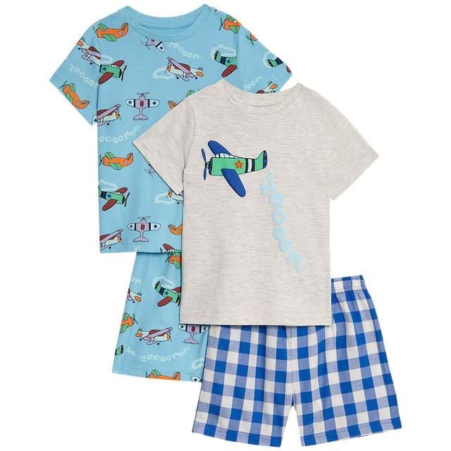 M&amp;amp;S Planes Shorties 2 Pack 2-7 Years Grey