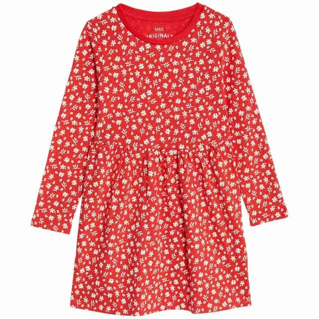 M&amp;amp;S Printed Dress 2-8 Years Red