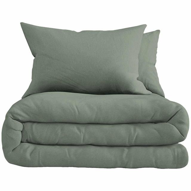 M&amp;amp;S Pure Brushed Cotton Bedding Set Dusty Green