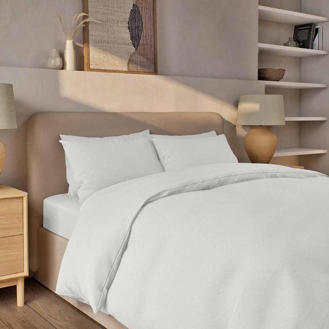 M&amp;amp;S Pure Brushed Cotton Bedding Set White