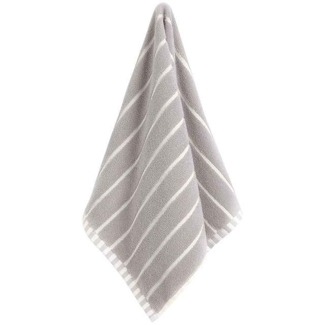 M&amp;amp;S Pure Cotton Carved Stripe Hand Towel Light Grey