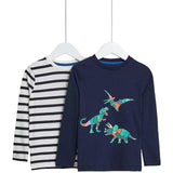 M&amp;amp;S Pure Cotton Dinosaur and Stripe Tops 4-5 Years   2 per pack