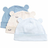 M&amp;amp;S Pure Cotton Floral Hats 3 Pack 0-12 Months Blue