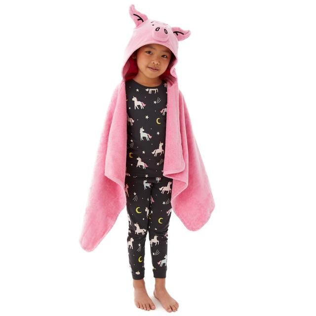 M&amp;amp;S Pure Cotton Percy Pig Kids Hooded Towel 3-5 yrs