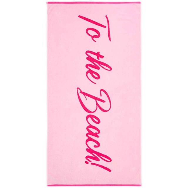 M&amp;amp;S Pure Cotton Pink Slogan Beach Towel