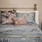 M&amp;amp;S Pure Cotton Sateen Floral Bedding Set Single-King Soft Green