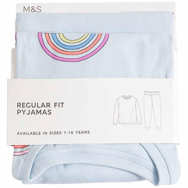 M&amp;amp;S Rainbow PJ 7-12 Years Blue